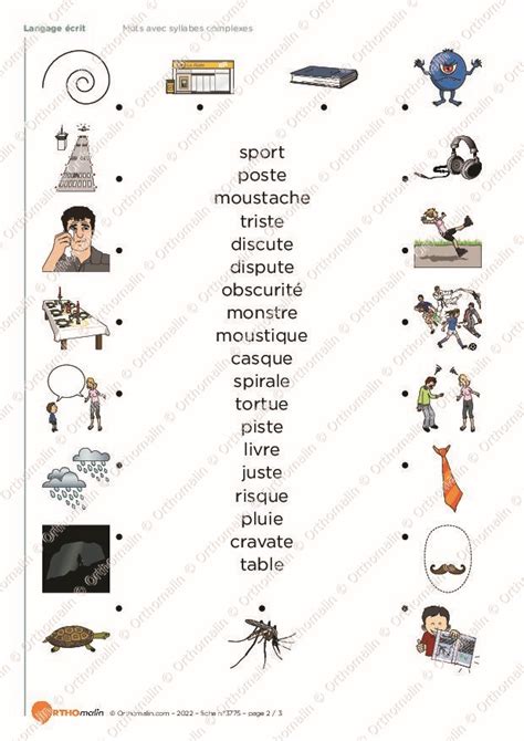 Ressource Orthophonie Mots Avec Syllabes Complexes Orthomalin