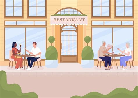 Avoir Un Dîner Confortable Sur L illustration Vectorielle De Couleur