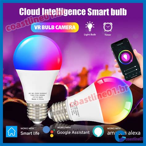 15w Wi fi Inteligente Lâmpada Luz E27 Rgb Led Ajustável Tuya Vida