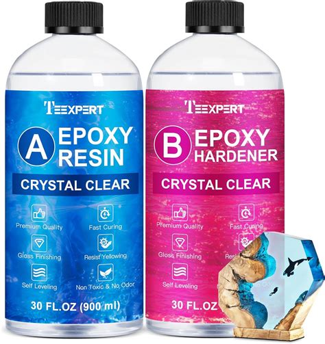 Teexpert Crystal Clear Epoxy Resin Kit 60oz Self Leveling