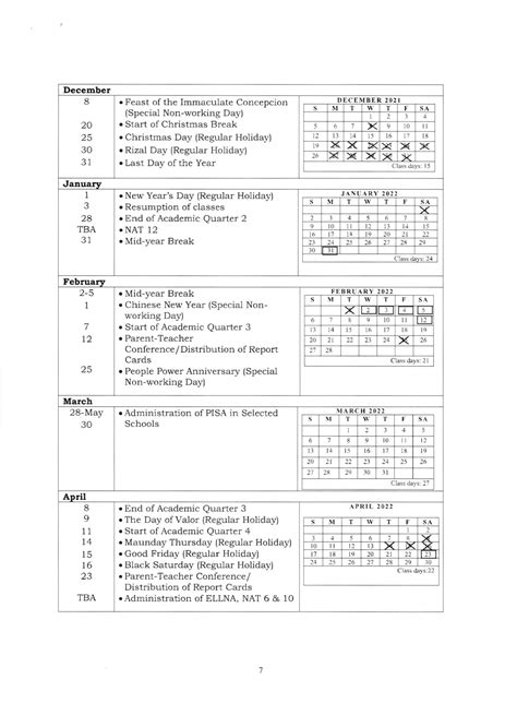 Updated School Calendar Deped Lenka Rebbecca