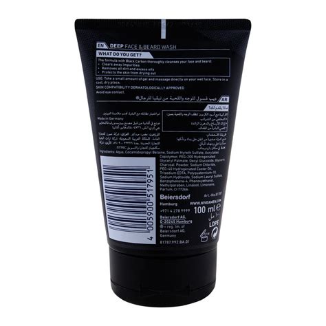 Order Nivea Men Deep Anti Impurities Clean Face Beard Wash Black