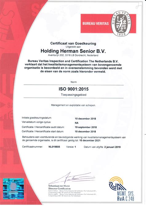 HermanSR ISO 9001 2015 Certificaat Herman SR