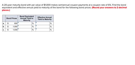 Solved A 20 Year Maturity Bond With Par Value Of 1000