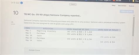 Solved TB MC Qu 05 161 Algo Salmone Company Reported Chegg