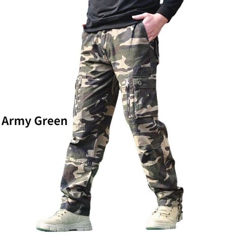 Herren Cargohose Tarnfarbe Kampf Arbeit Gerade Hose Viele Taschen Armee