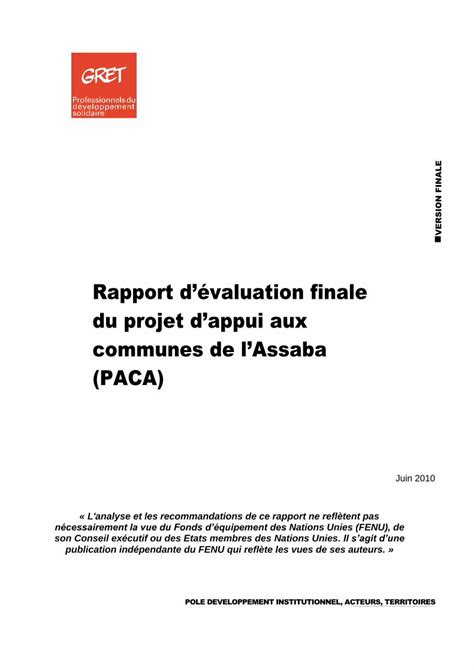 PDF Rapport dévaluation finale du projet dappui aux communes