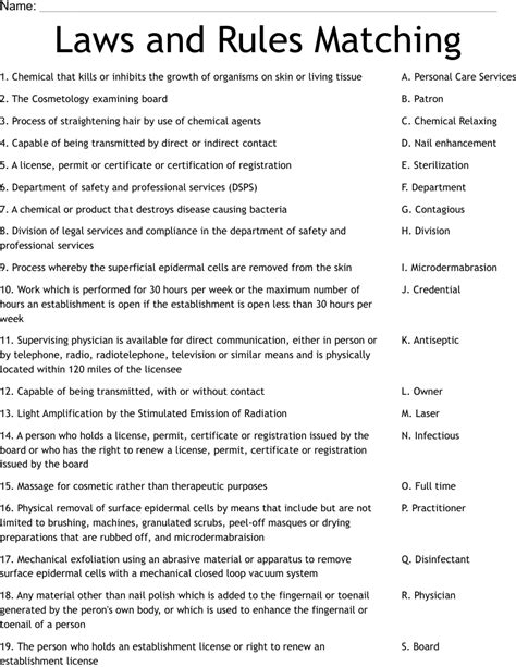 Rules And Laws Worksheets