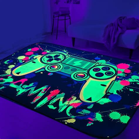 Gaming Room Decor Rug Gamer Rugs For Bedroom Uv Reactive