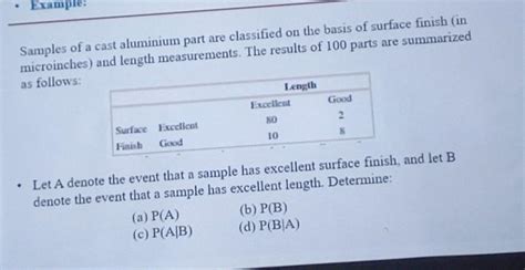 Solved Example Samples Of A Cast Aluminium Part Are Chegg