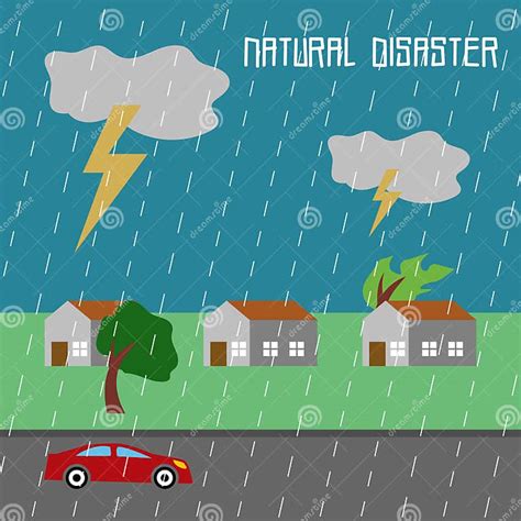 Natural Disaster Illustration Vector Art Logo Template Stock