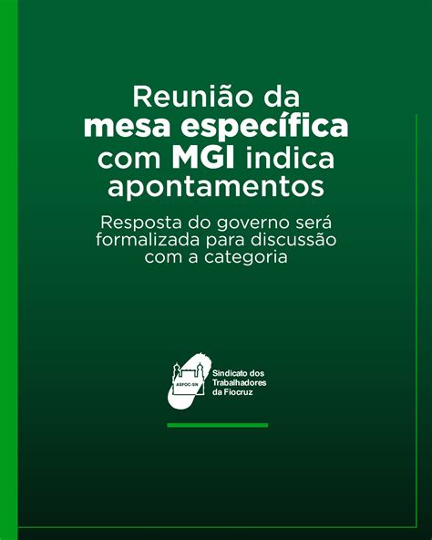 Reuni O De Mesa Espec Fica Mgi Indica Apontamentos Resposta Do