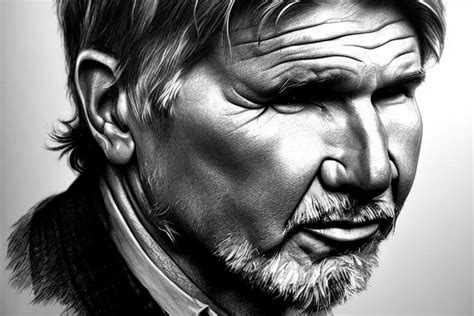 Hyperrealist Portrait Pencil Sketch Of Harrison Ford Stable Diffusion