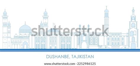 Outline Skyline Panorama City Dushanbe Tajikistan Stock Vector (Royalty ...