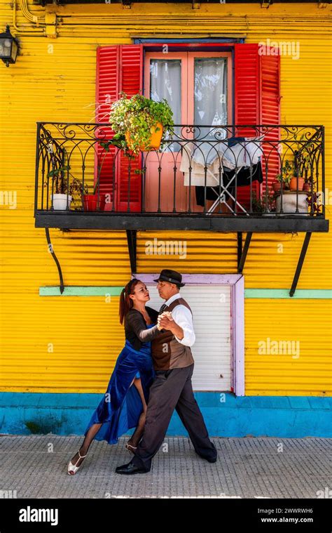 Two Senior Tango Dancers La Boca District Buenos Aires Argentina