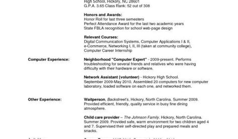 Fbla Job Interview Resume Example High School Resume Examples High