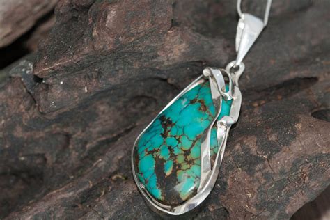 Amazing Turquoise Pendant Fitted In Sterling Silver Setting Turquoise Necklace Design Jewelry