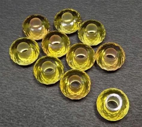 Lemon Lab Quartz Faceted European Rondell Big Hole Beads X Mm Mm