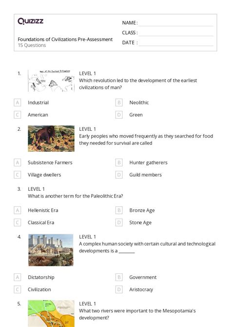 The Indus Civilization Worksheets For Th Grade On Quizizz Free