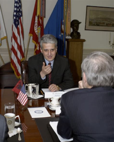 Albanian Minister Of Defense Pandeli Majko Meets With Secretary Rumsfeld