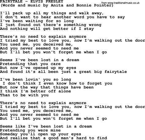 Fairytale by Elvis Presley - lyrics