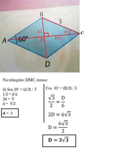 calcule a medida das diagonais do losango ao lado Por favor é urgente