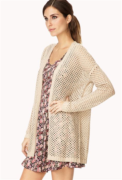 Lyst Forever Easy Open Knit Cardigan In Natural