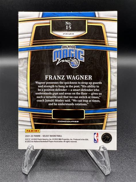 2022 23 Select Franz Wagner Rookie Concourse Blue Prizm Orlando Magic