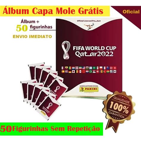 Álbum Capa Mole grátis 50 Figurinhas Sem Repetição Copa do Mundo