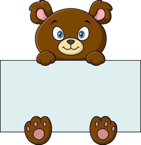 Premium Vector Cute Bear Cartoon Holding Blank Sign