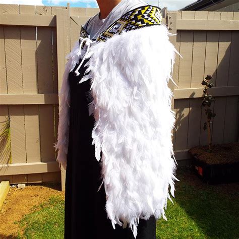 White Korowai Cape With Taranaki Taniko Shopnz