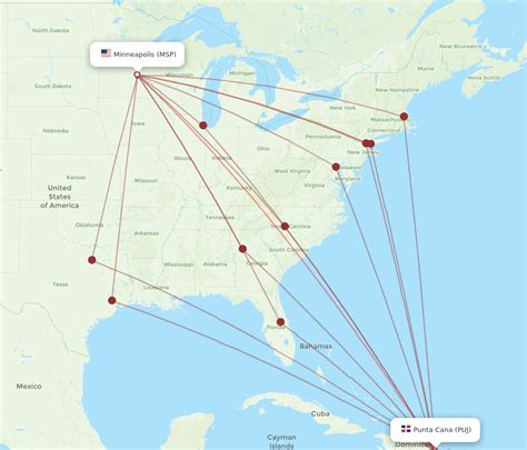 All Flight Routes From Minneapolis To Punta Cana Msp To Puj Flight