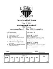 Math Extension Trial Hsc Exam Solve Complex Equations Course Hero