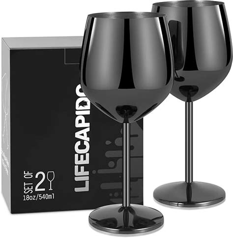 Lifecapido Edelstahl Weingläser 2er Set 510 ml Edelstahl Weinkelche