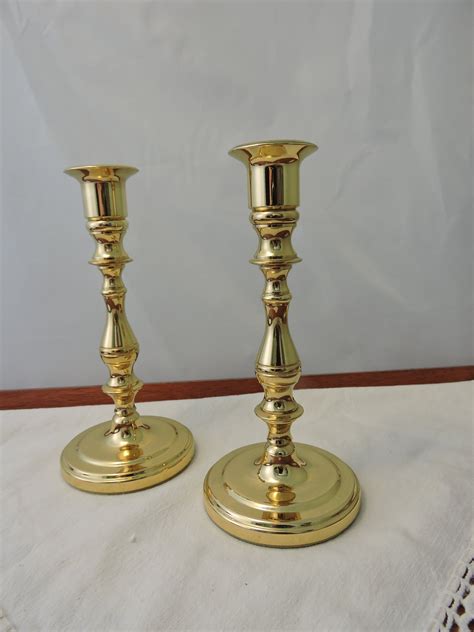 Vintage Baldwin Brass Candlesticks Candleholders Pair Etsy Candlesticks Candle Holders