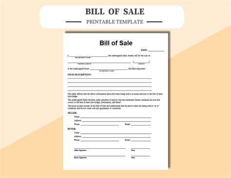 Bill Of Sale Templateform Print And Fill Print In Word Docx Adobe Pdf Printable Bill Of Sale