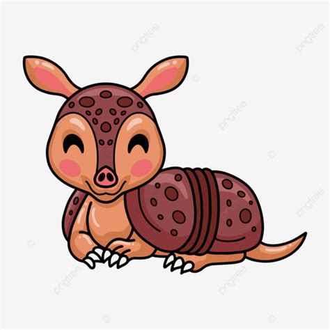 Lindo Pequeño Armadillo De Dibujos Animados Acostado PNG Bebé De