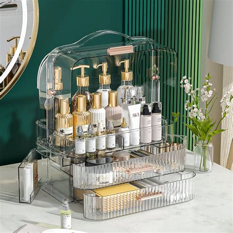 Greentainer Makeup Storage Organizer With Portable Handle Cosmetics