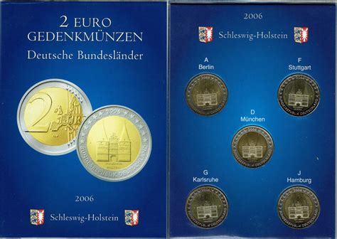 Deutschland 5 x 2 Euro 2006 A J Satz 2 Euro Gedenkmünzen Lübecker