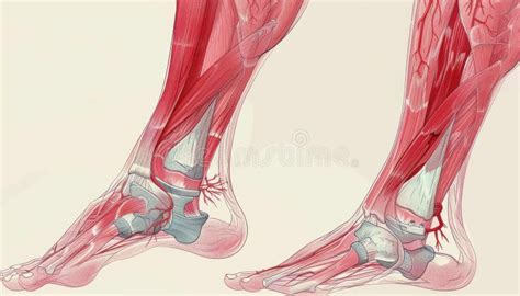 Anatomía De Pie Humana Que Muestra Tendones óseos Ligamentos Y Sistema