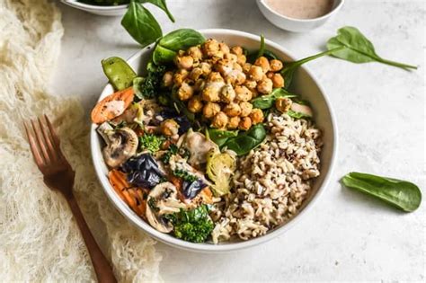 Roasted Veggie Grain Bowl Recipe Plant Based Protein Healthy