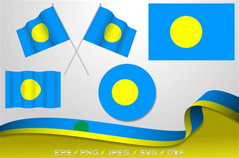 Set Of Palau Flags In Different Designs Graphic By Terrabismail