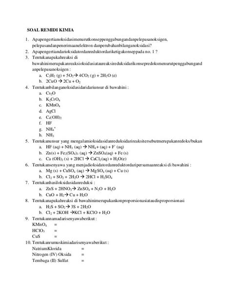 Soal Hots Kimia Kls X Kurikulum 13 Materi Soal