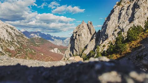 Landscape of Valbona Pass Hiking Trails in Albania. Stock Image - Image ...