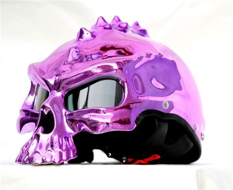 Masei Purple Chrome Skull 489 Motorcycle Chopper Dot Helmet For Harley