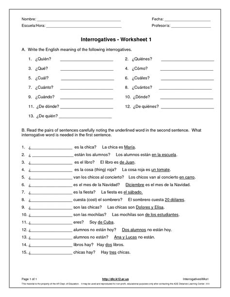 10 Spanish Worksheet Tener Answers Free Pdf At