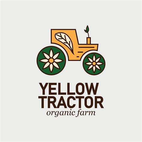 Agricultural Company Logo Design Concept With Tractor On Yellow 7374418