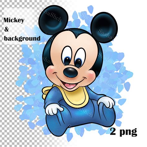 Baby Mickey Mouse Clipart PNG – Digital Download, Cartoon Character for ...