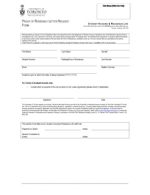 Fillable Online Utm Utoronto Proof Of Residence Letter Request Form