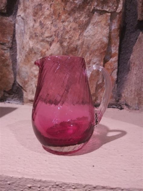 Pilgrim Glass Co Hand Blown Cranberry Glass Pitcher Pilgrim Glass